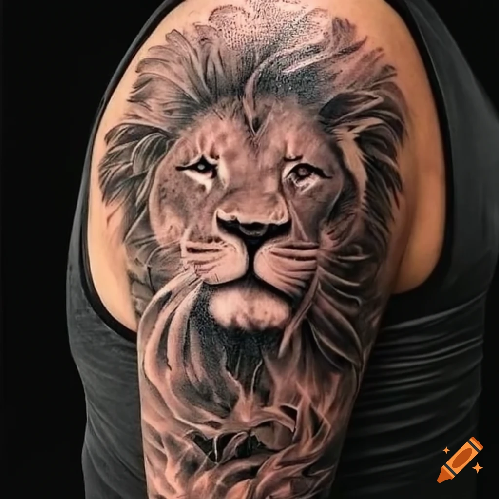 Lion head tattoo Best Tattoo Artist in India Black Poison Tattoo Studio