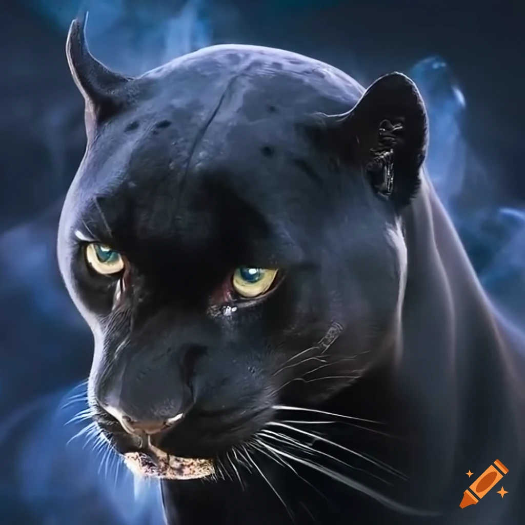 black panther emerging from smoke