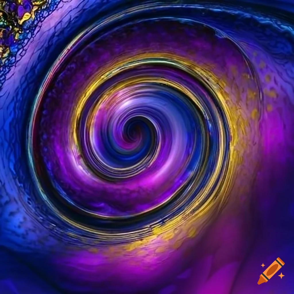 fractal artwork with blue, gold and purple colors