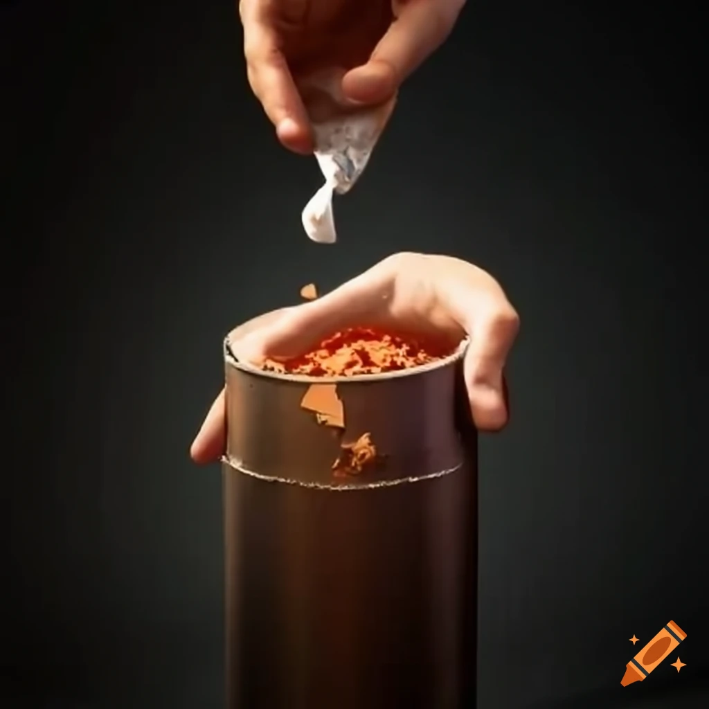 Crushing a can for recycling on Craiyon