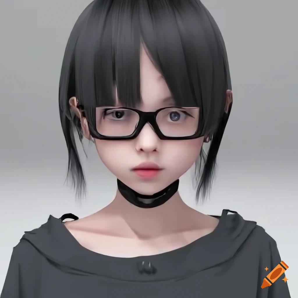 Anime character with black hair and grey eyes in techwear