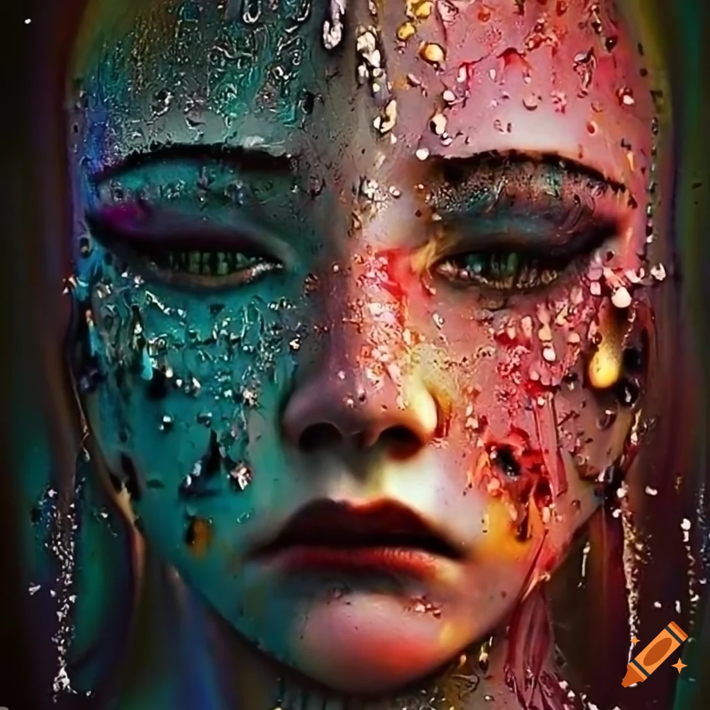 Abstract art depicting a sad face