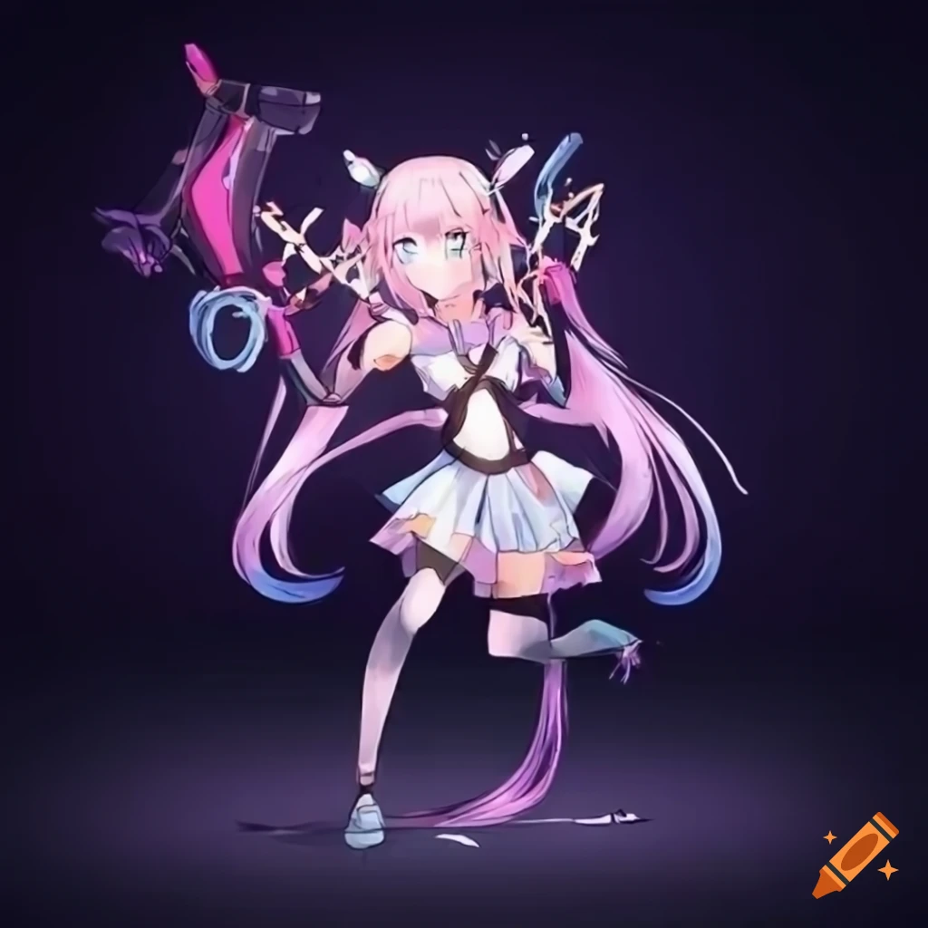 cute robotic magical girl with a bow