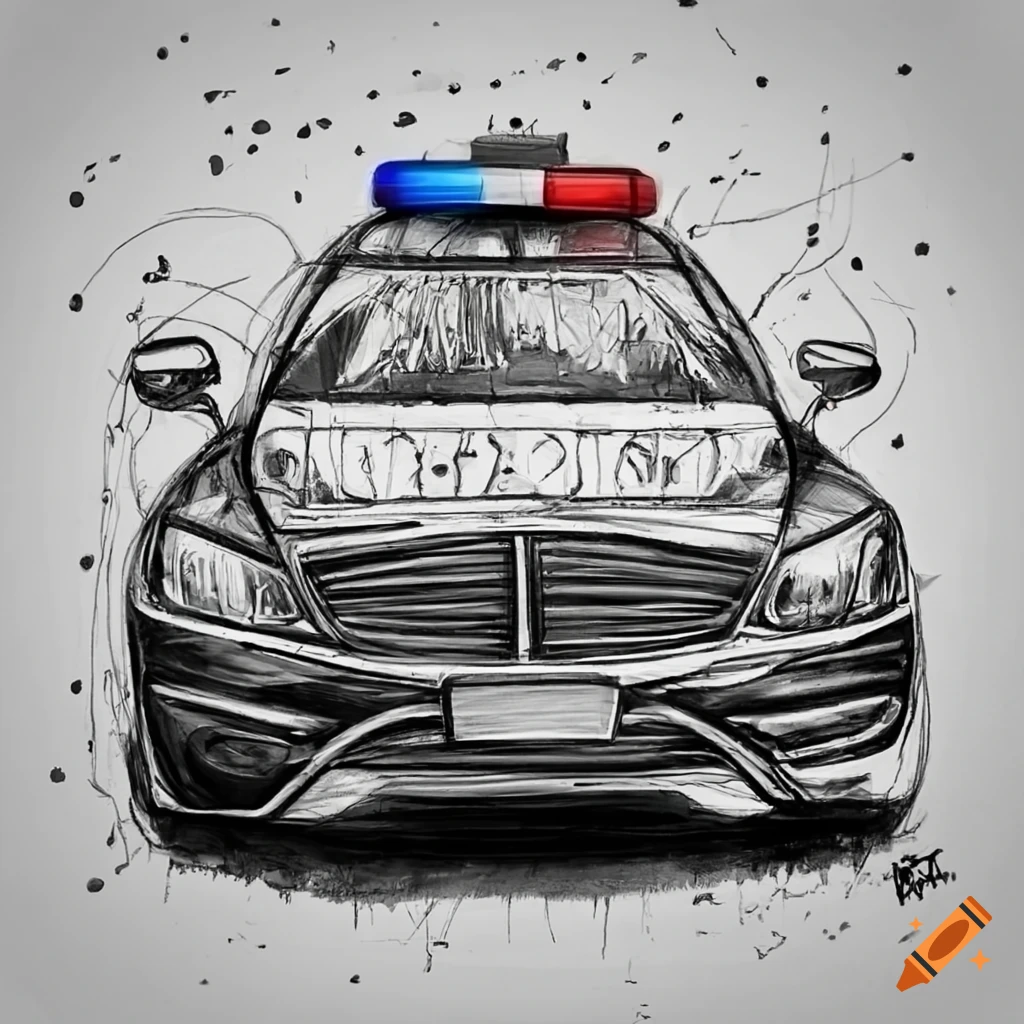 Police car draw – Line art illustrations