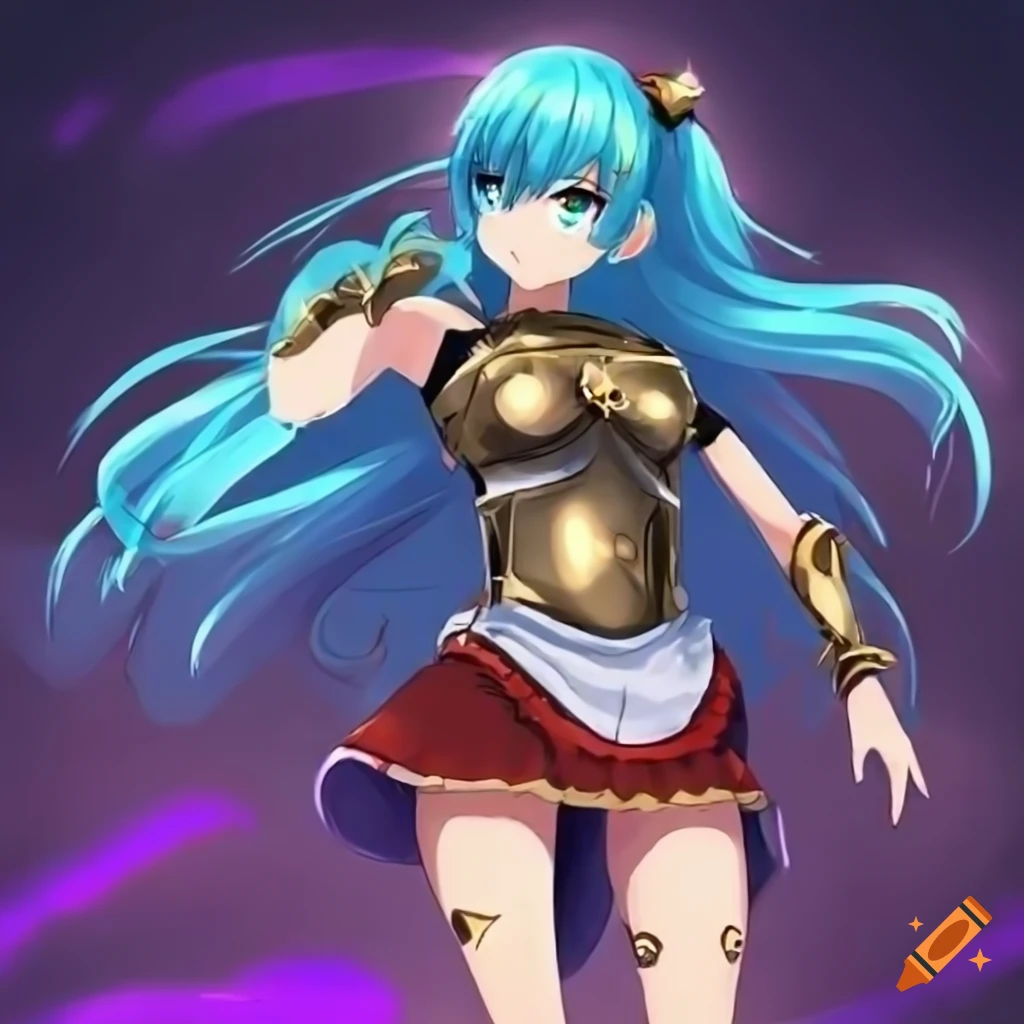 Blue haired Anime Girl In Roman Armor On Craiyon Blue haired anime girl in roman armor on craiyon