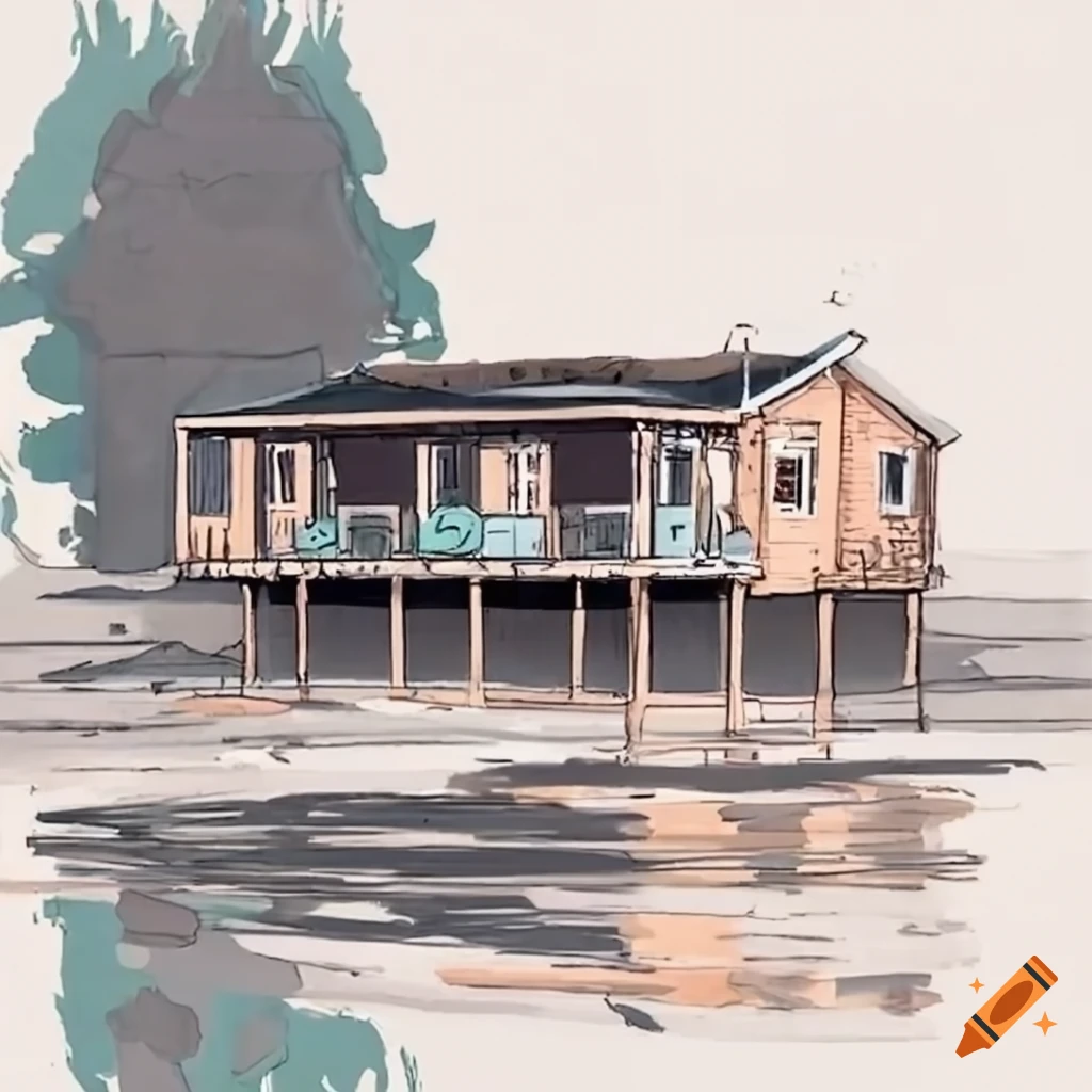 ✨Stilt House Concept!🌊 with some watercolor splashed in : r/drawing