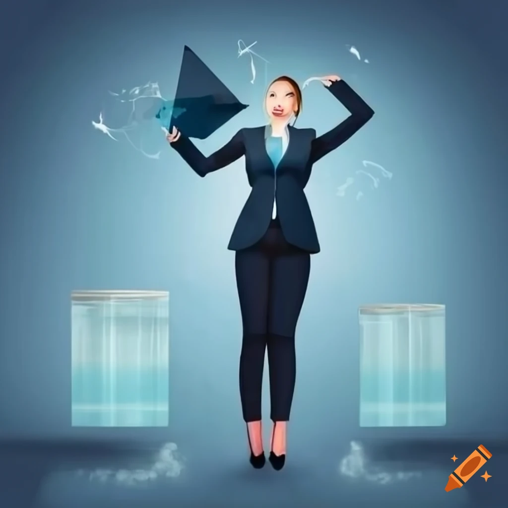 illustration of a woman breaking a glass ceiling