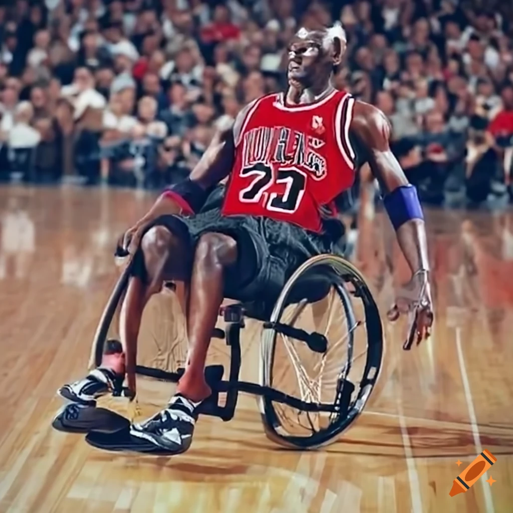 Michael jordan in a wheelchair on Craiyon