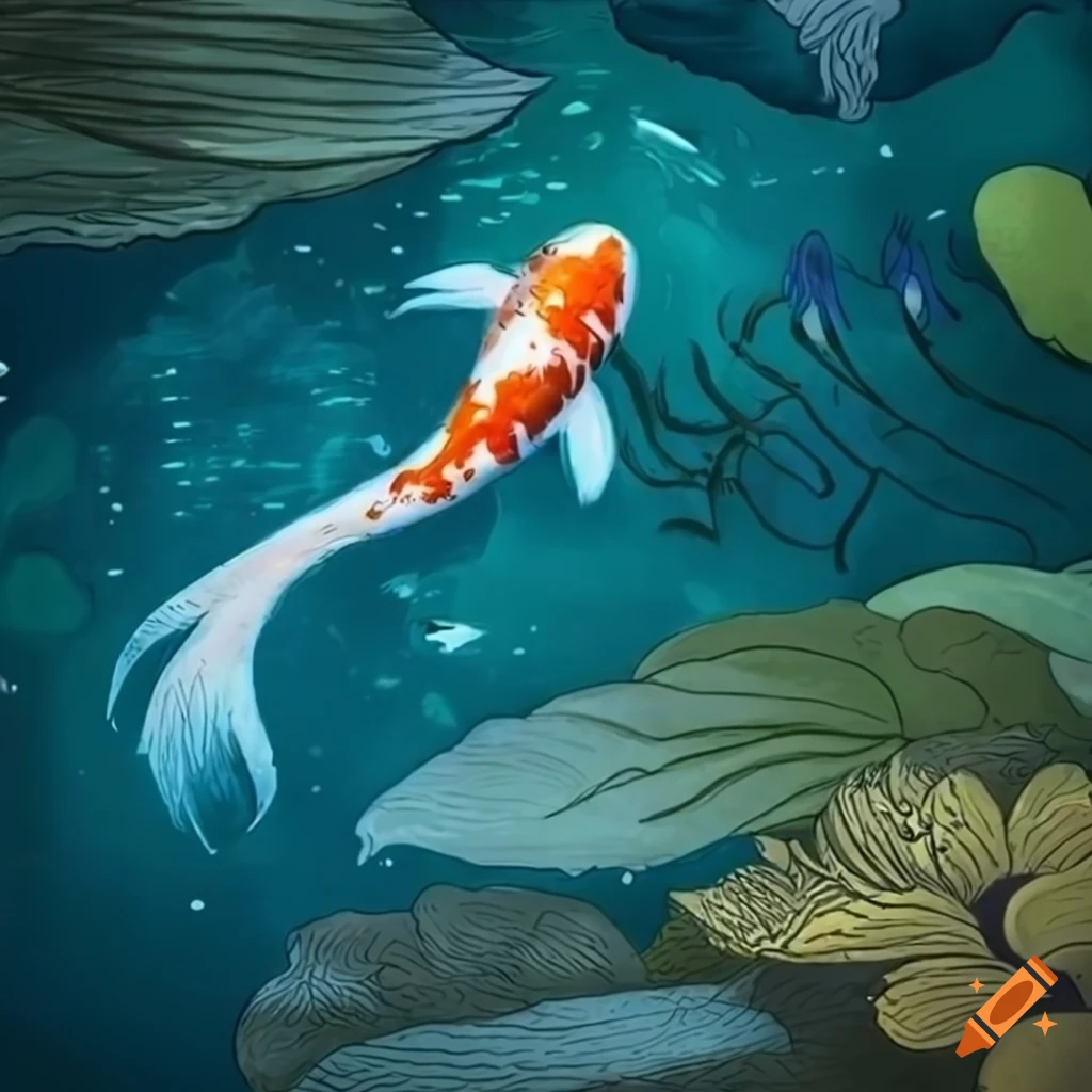 Koi Carp Swimming In A Traditional Japanese Estampe Style On Craiyon