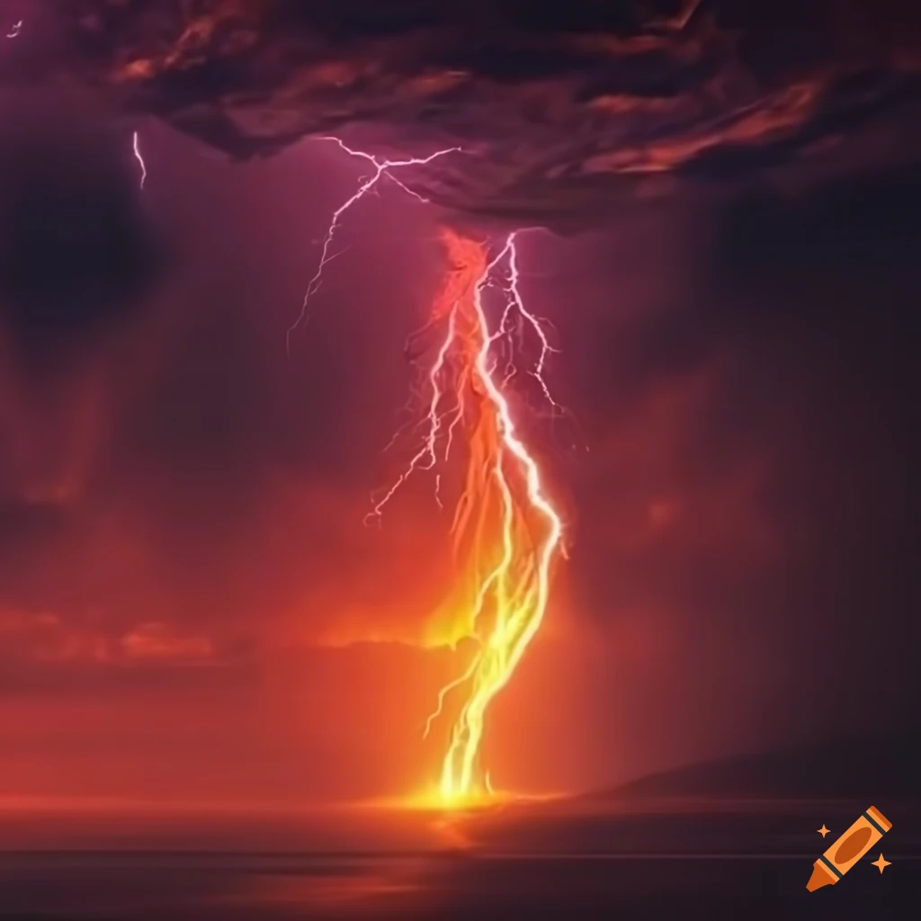 Background with fire and lightning