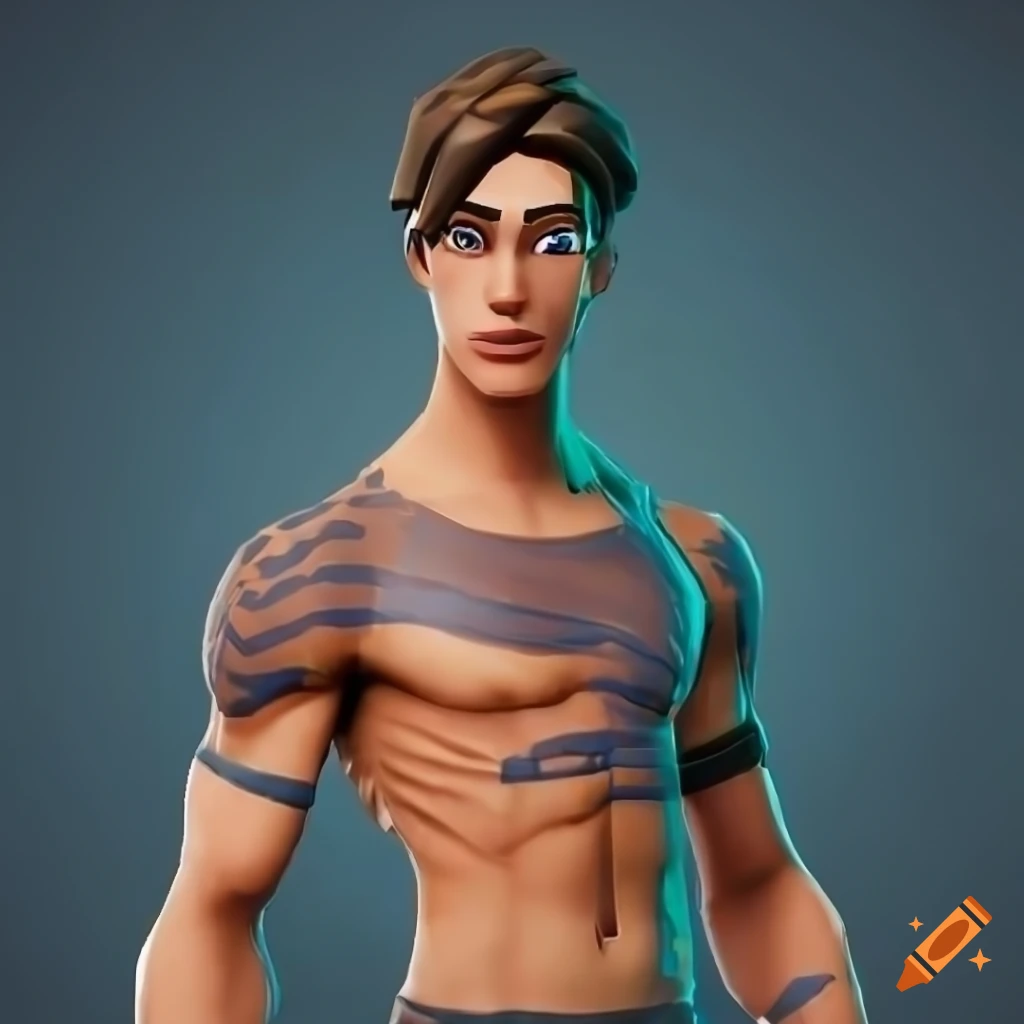 3d Male Fortnite Skin With Brown Hair And Blue Eyes 8964