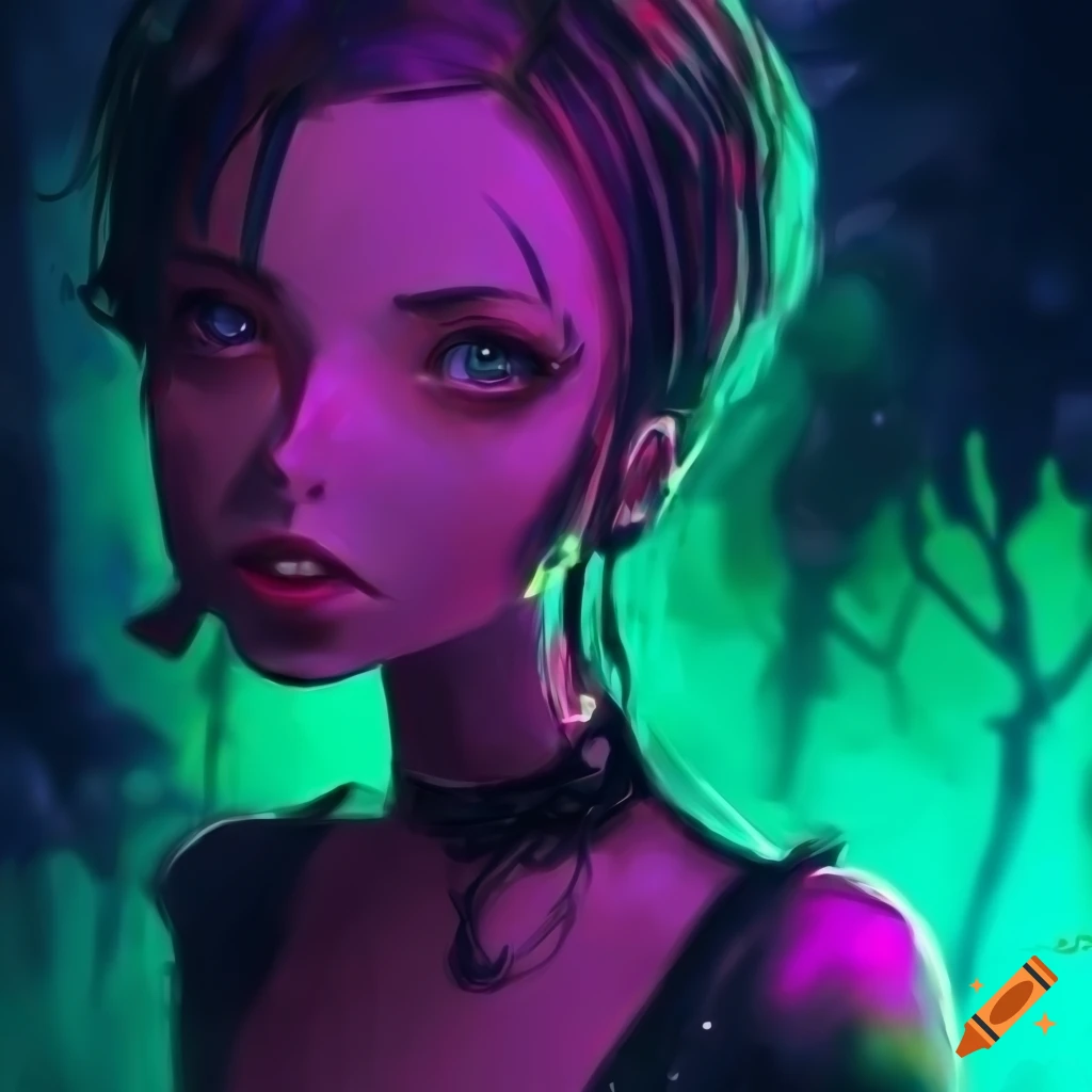 girl ballerina in gothic tutu with cyberpunk background