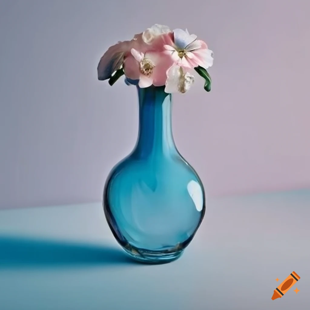 Colorful glass vase filled with flowers on Craiyon
