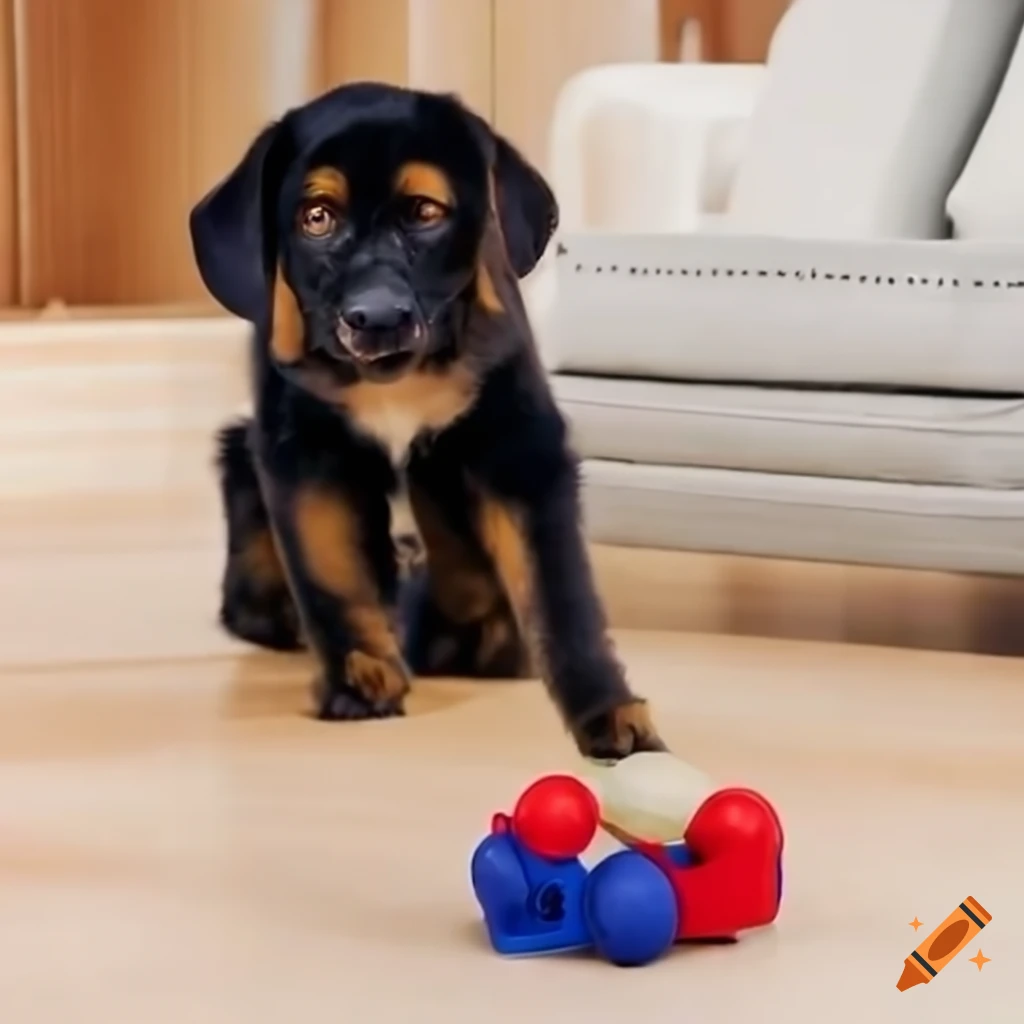 puppy focused on kong toy during obedience training