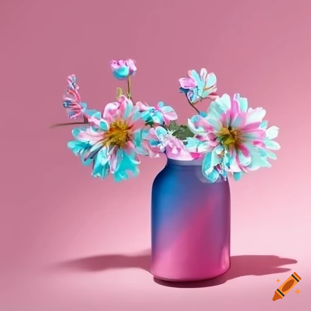 colorful flowers in a soda can vase