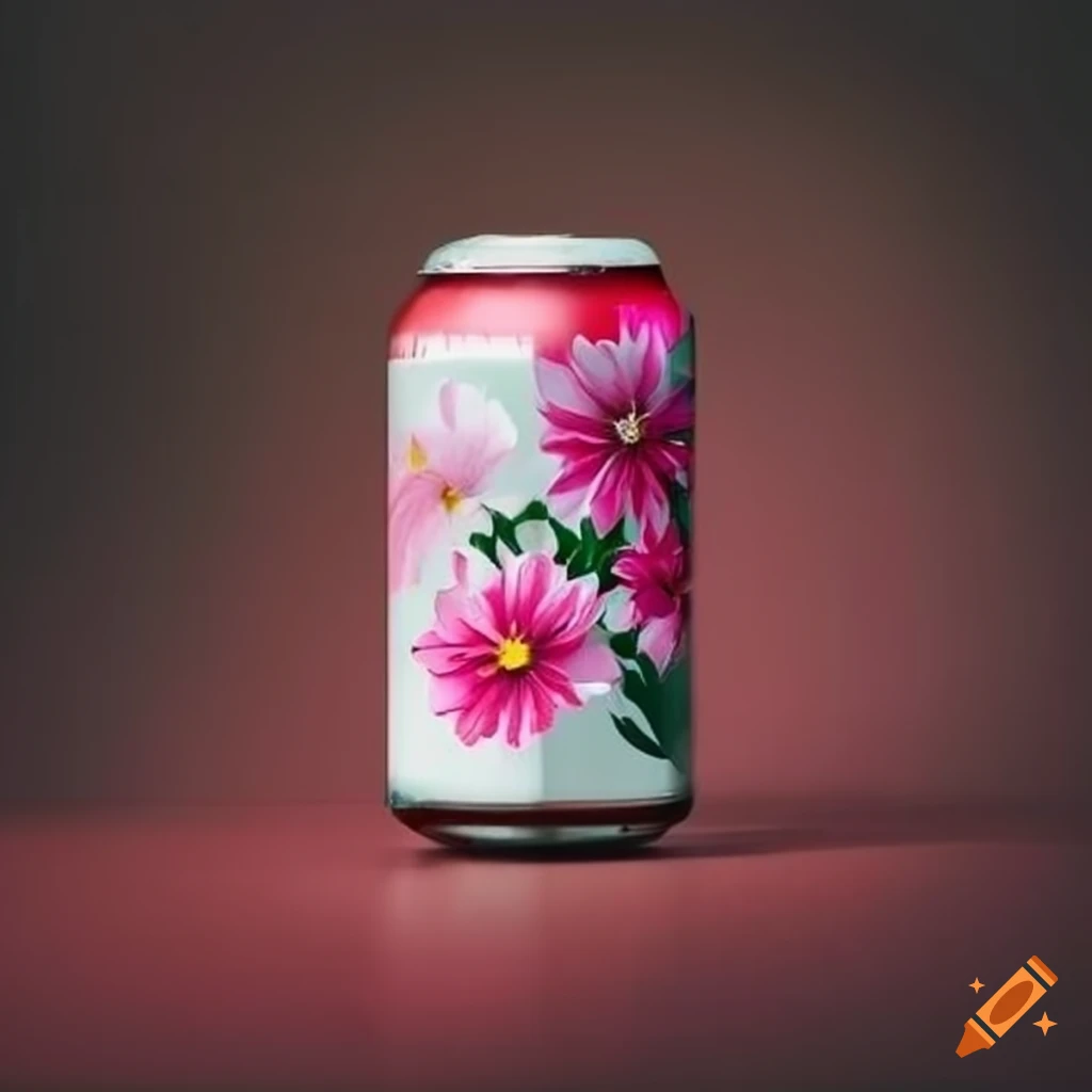 Soda Can With Printed Flowers On Craiyon