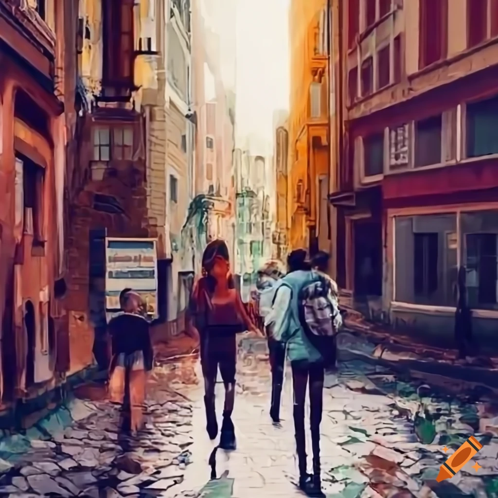 grupo de turistas sonriendo en una calle pintoresca de la ciudad