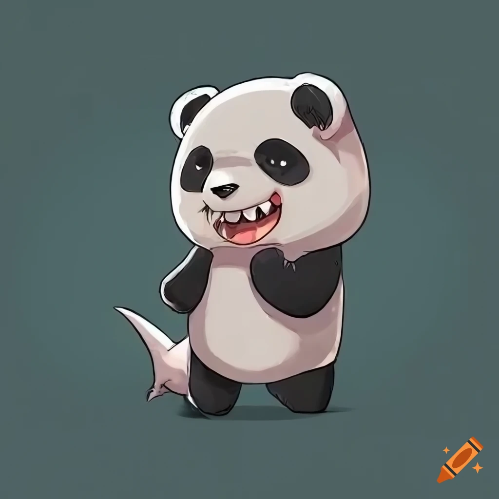 cute illustration of a shark-panda hybrid