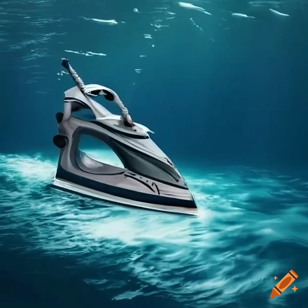 Racing steam irons on the open sea on Craiyon