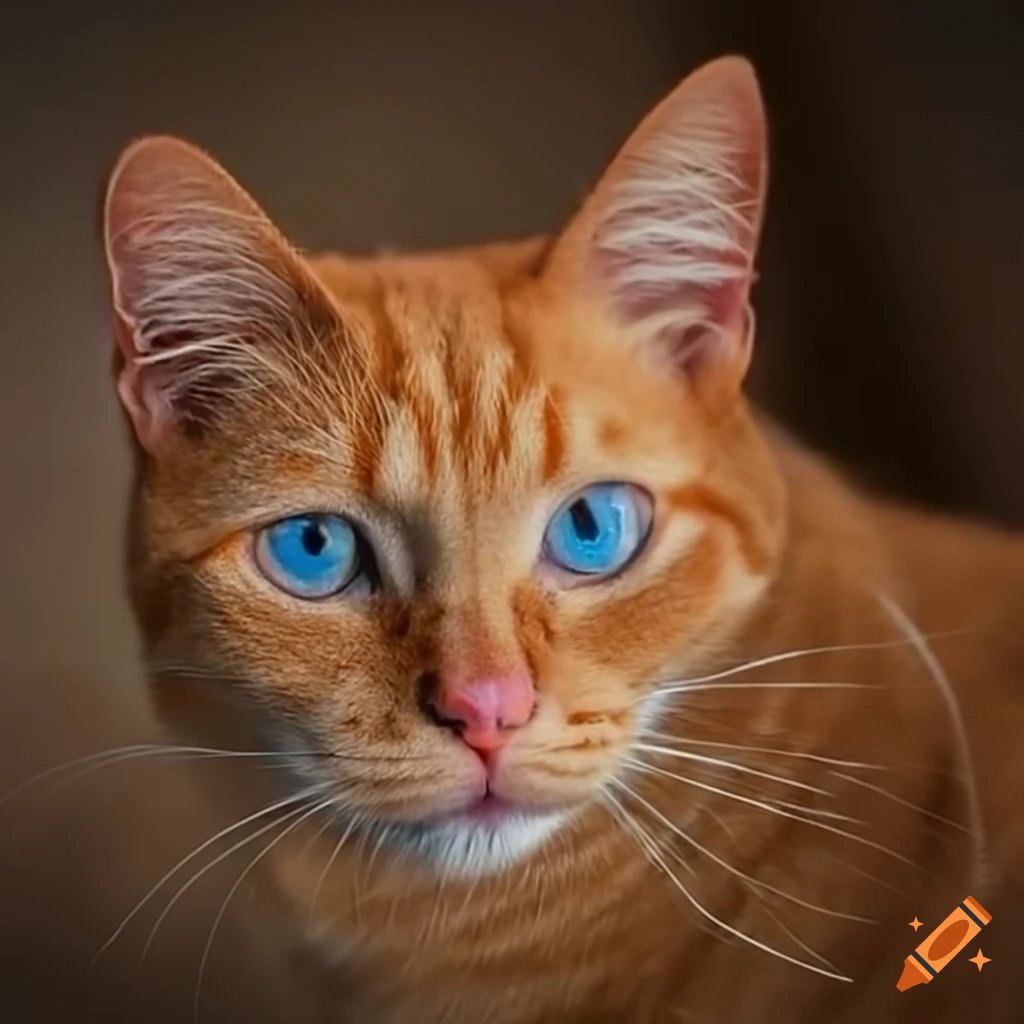 Cute Orange Cat With Big Blue Eyes On Craiyon