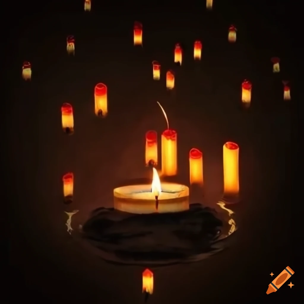 Floating candles in a magical procession