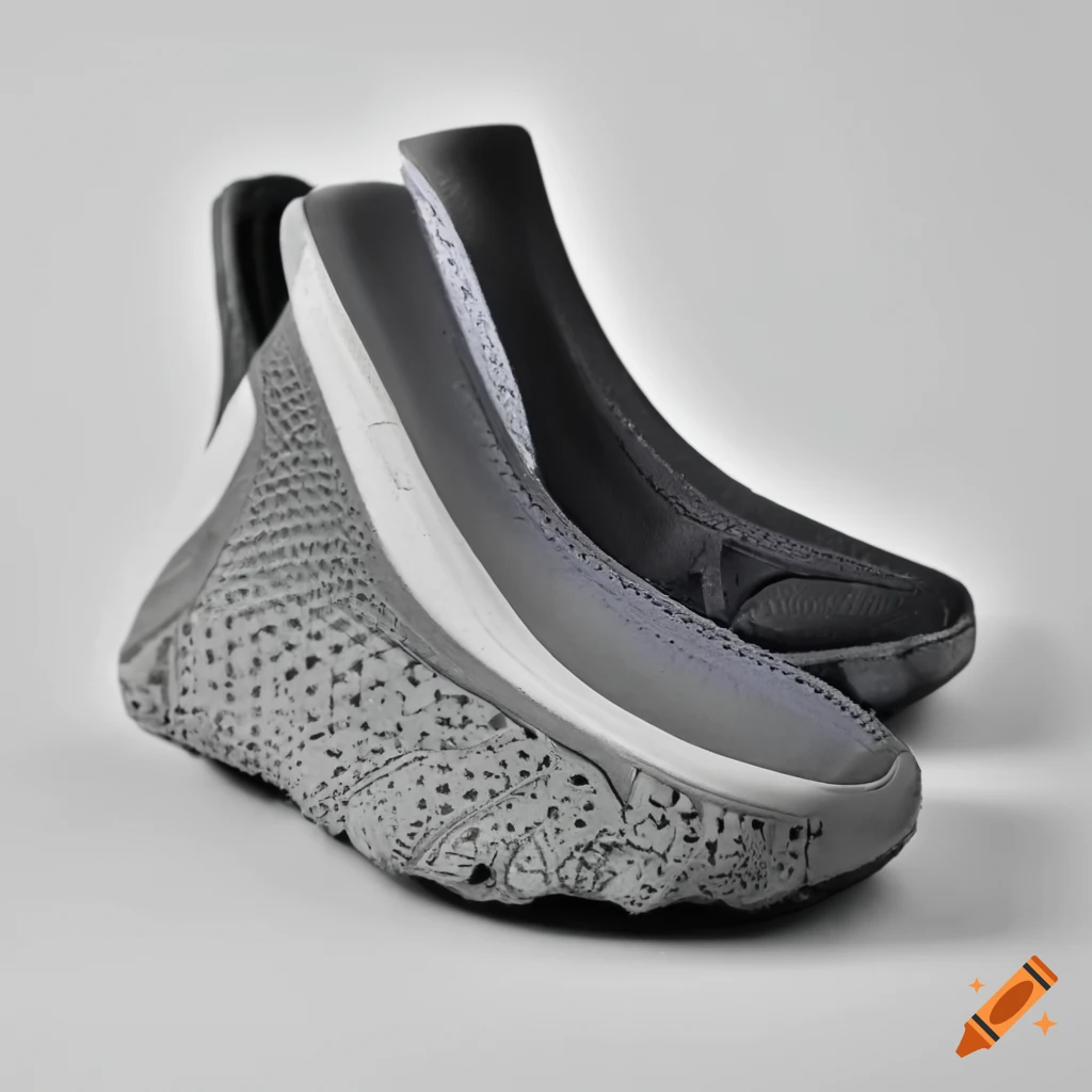 Futuristic alien-inspired slip-on shoe made of dirt bikes