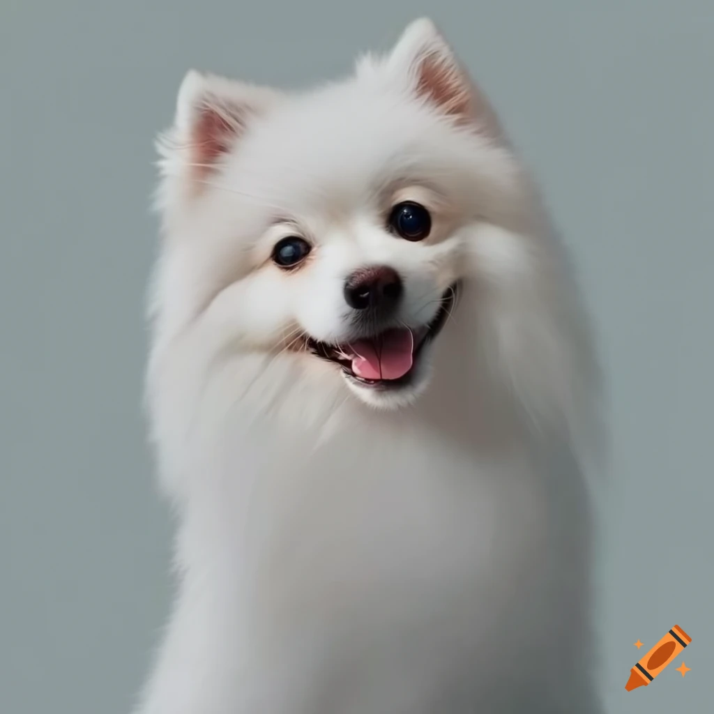 Cute white spitz dog on Craiyon
