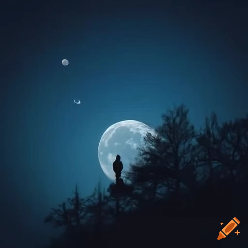 photograph of the moon shining in the night sky