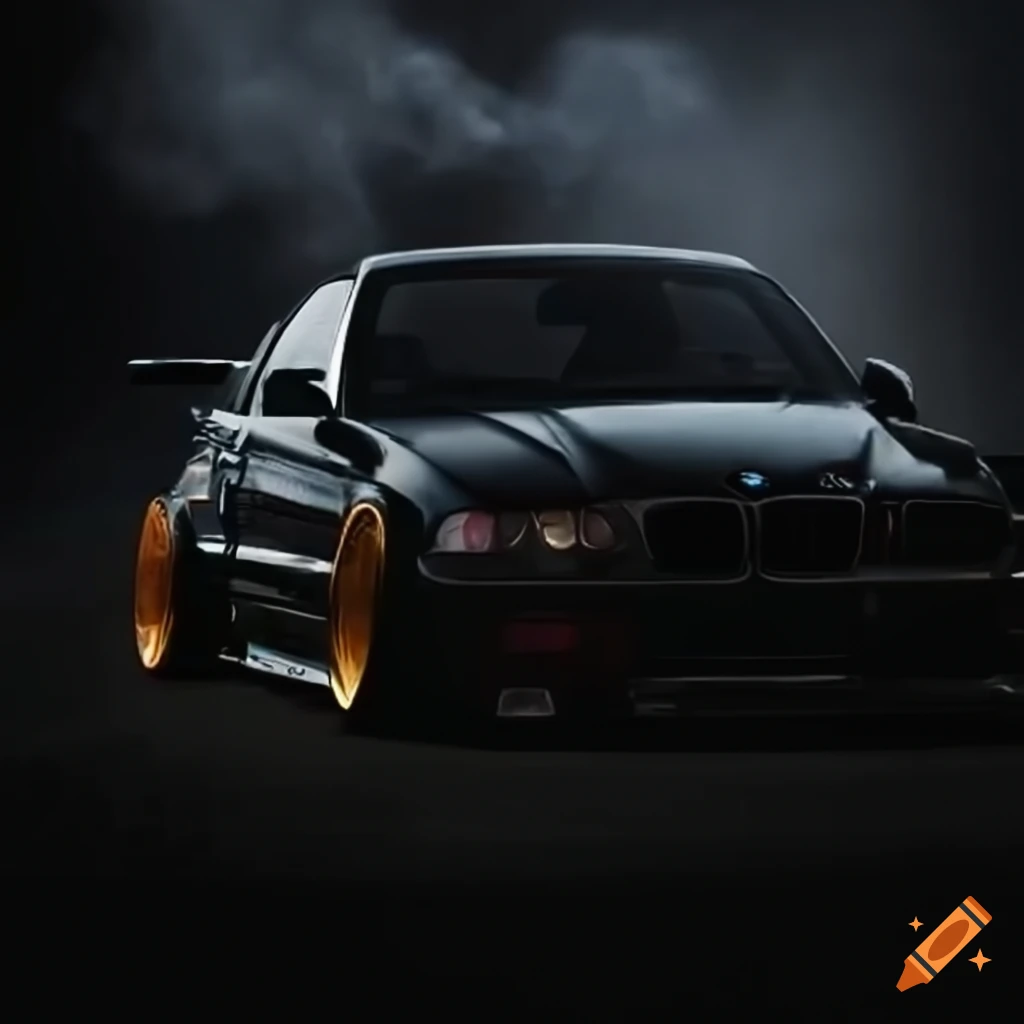 A highly customized and lowered bmw e39 with a widebody kit on Craiyon