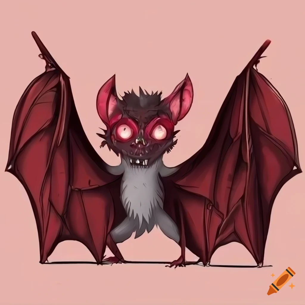 Cute crimson vampire bat illustration on Craiyon