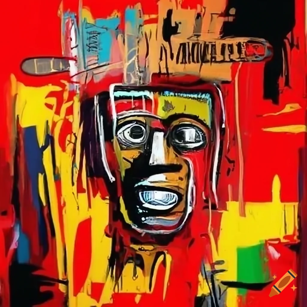 painting of Ferrari with Basquiat symbols