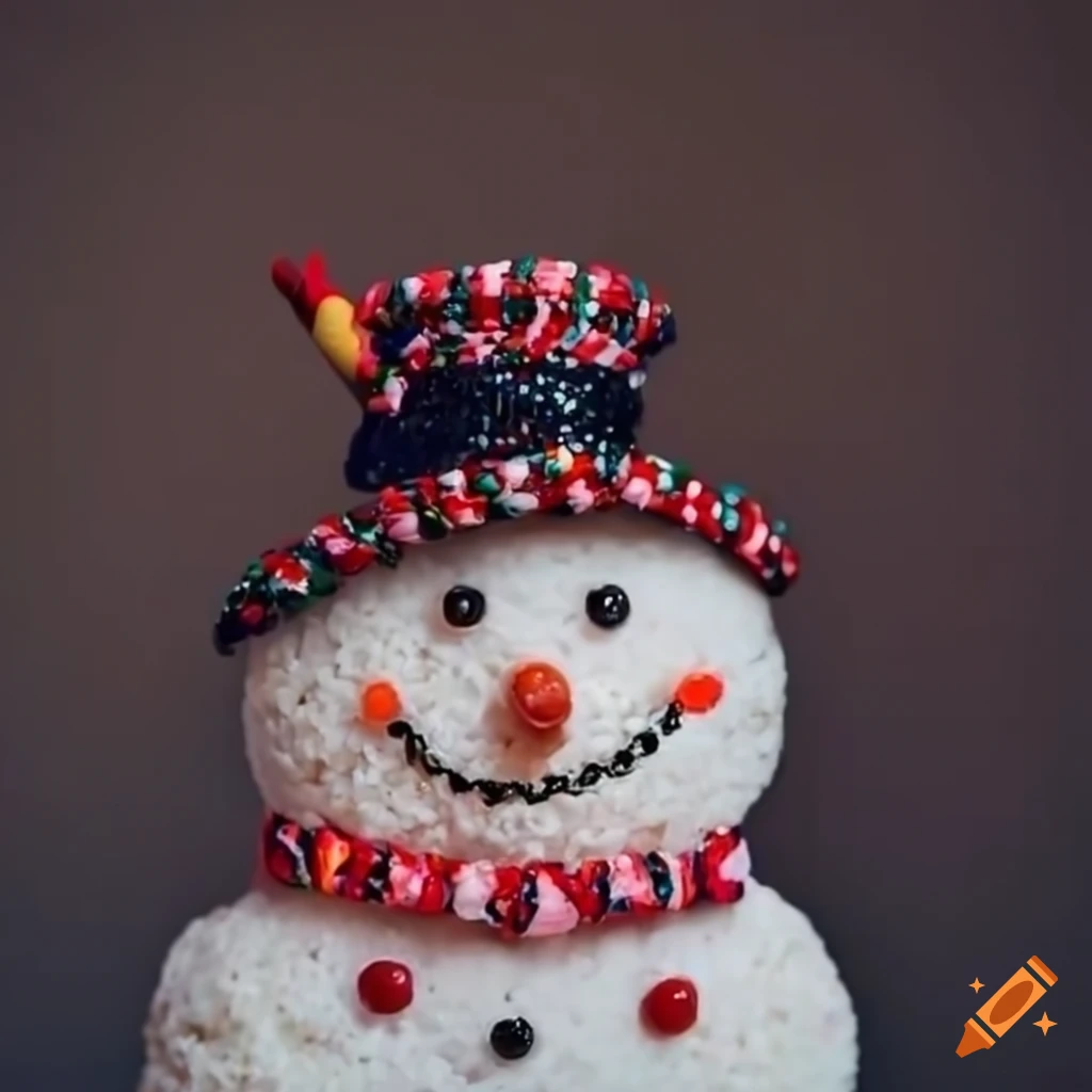 cute rice krispy treat snowmen with candy decorations