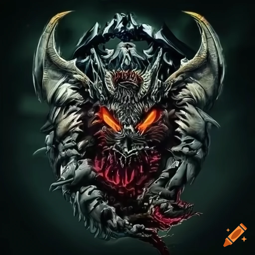 Detailed psychedelic heavy metal dragon logo