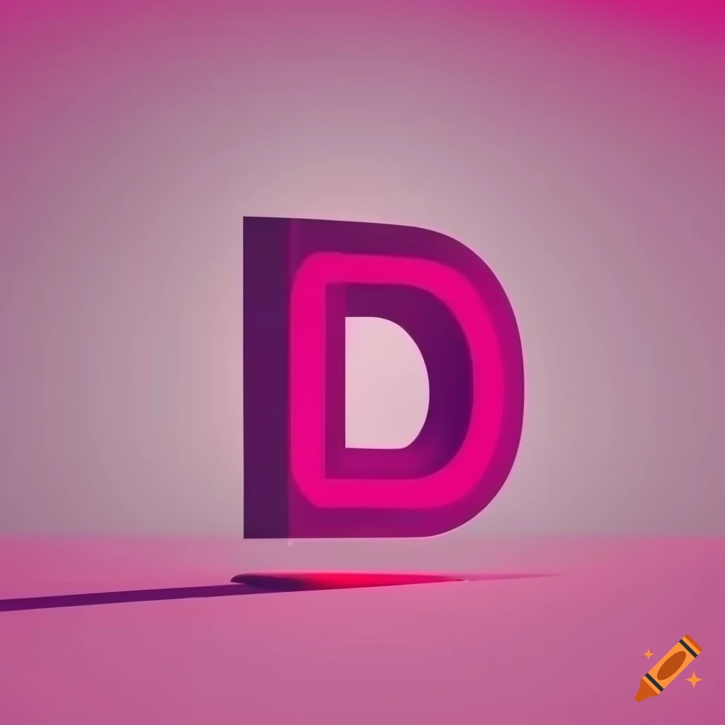 pink letter d logo against a vibrant pink sky