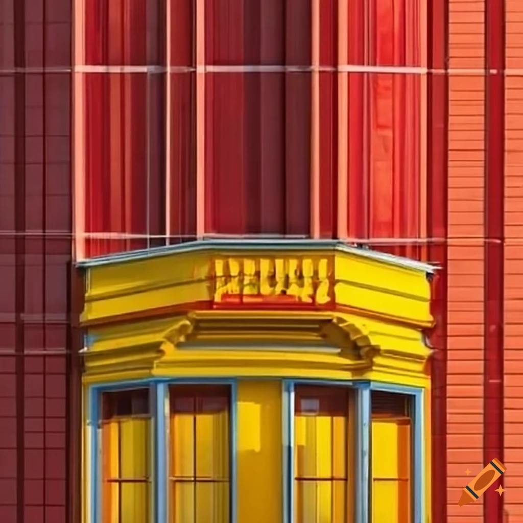 Vibrant restaurant facade in red and yellow