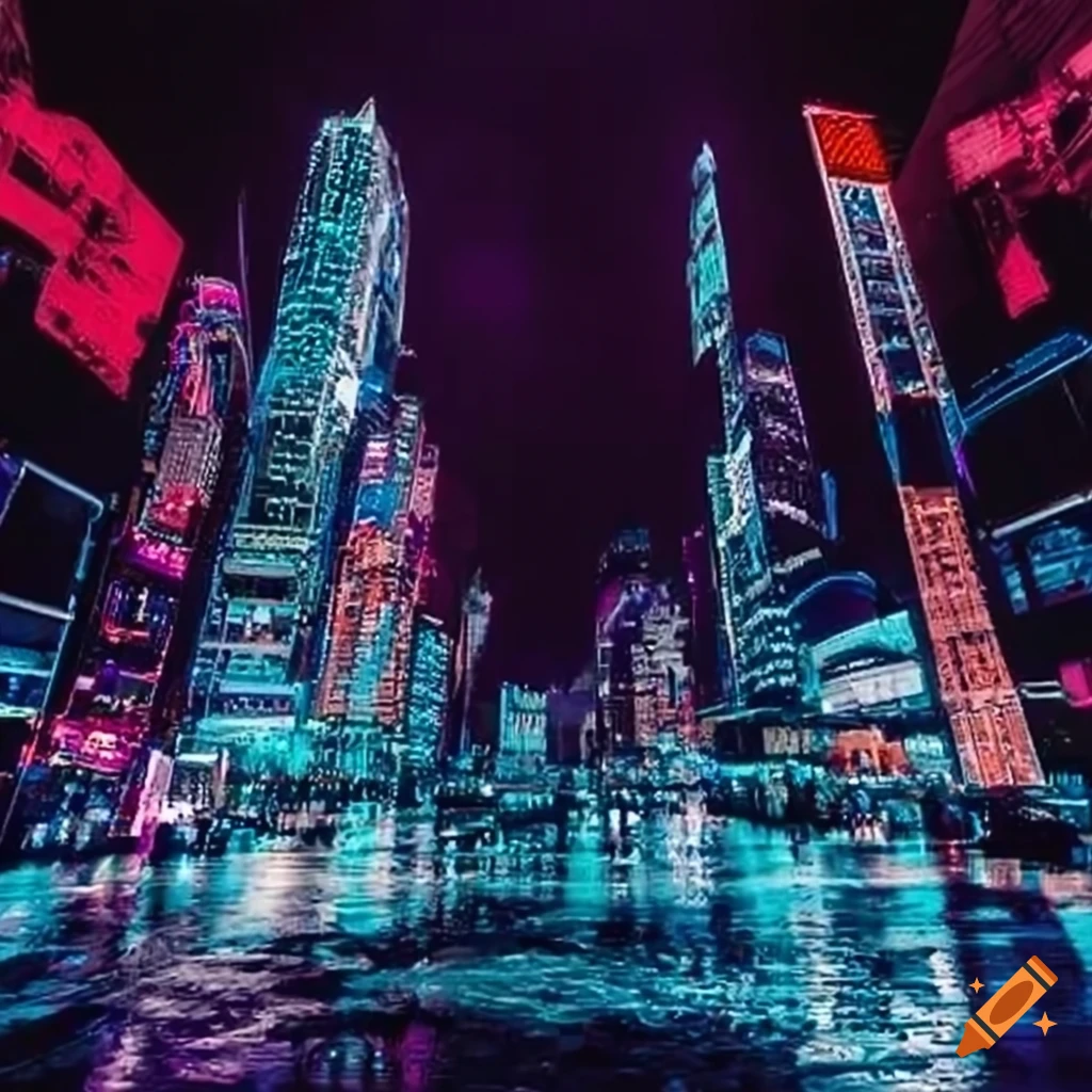 cyber city skyline at night