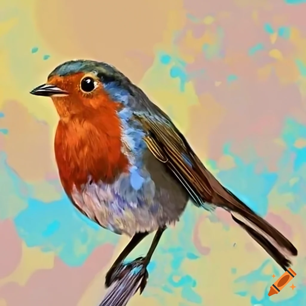 Image of a singing robin on Craiyon
