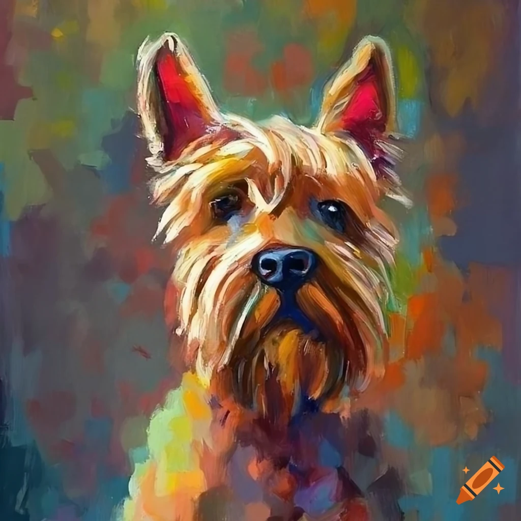 Painting of a dignified highland scottish terrier