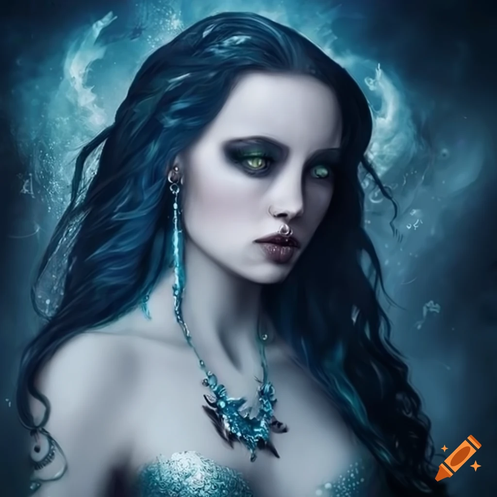 portrait of a mesmerizing ice mermaid nymph