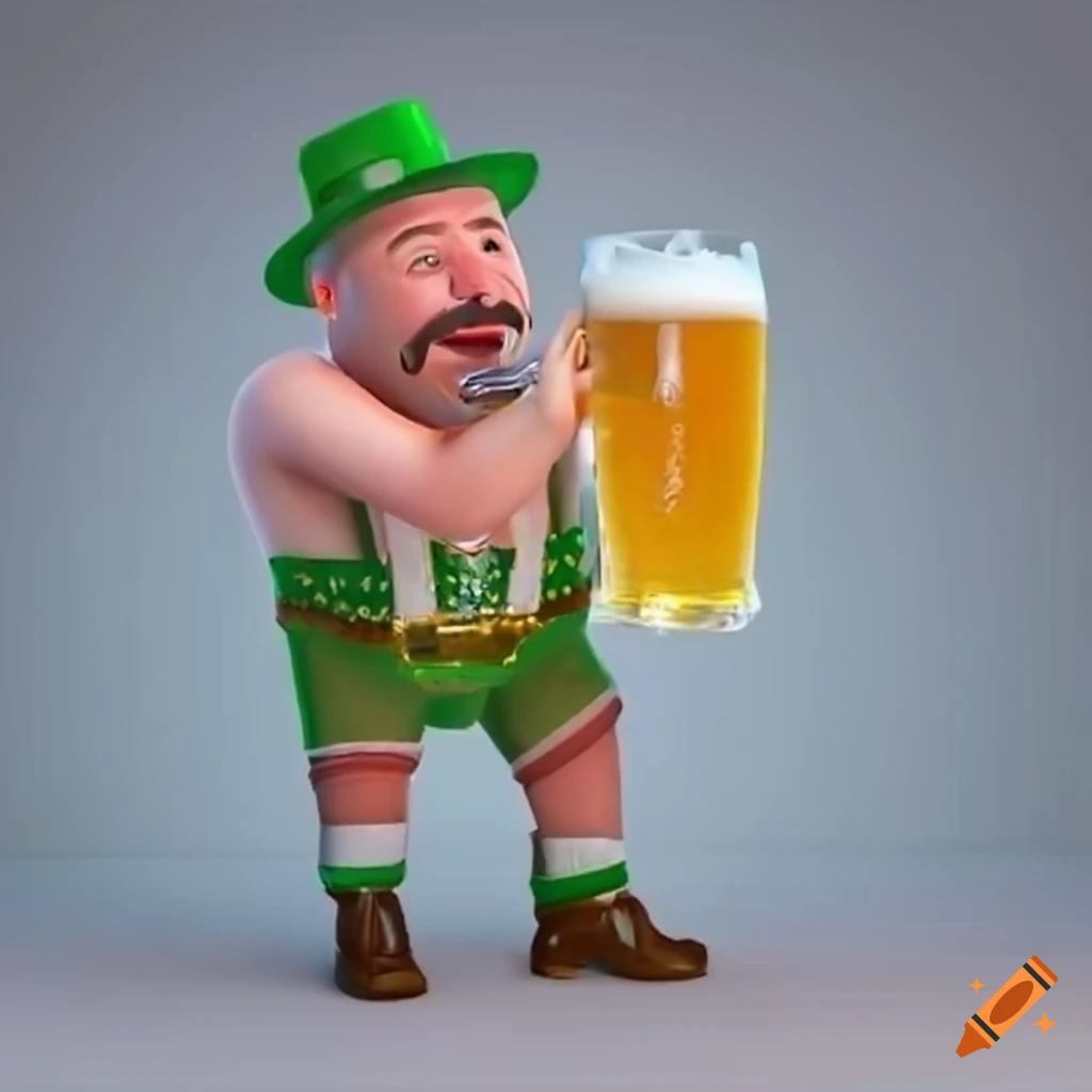 3d rendering of a Bavarian man with beer in Oktoberfest
