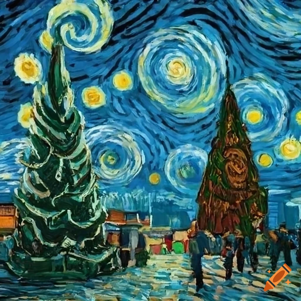 Van gogh painting of a festive christmas celebration on Craiyon