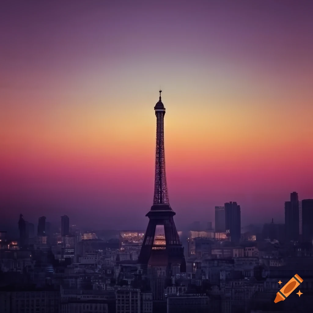 Paris city skyline at sunrise on Craiyon