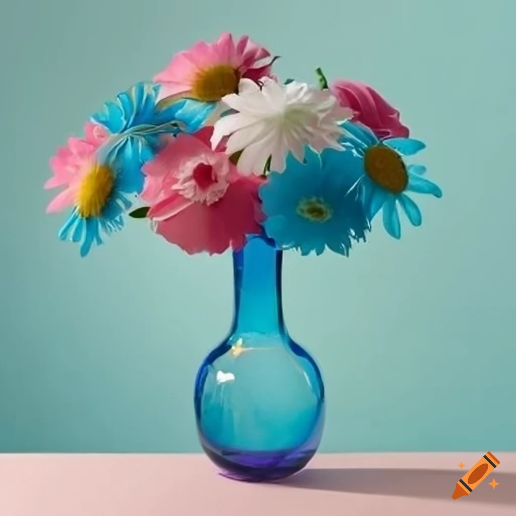 Glass Bottle Vase Filled With Beautiful Flowers On Craiyon 7942