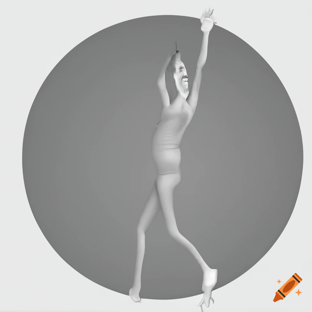 Abstract 3d render of a human circle drawing on craiyon