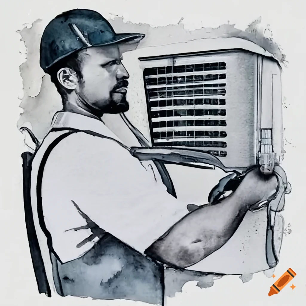 HVAC service technician at work