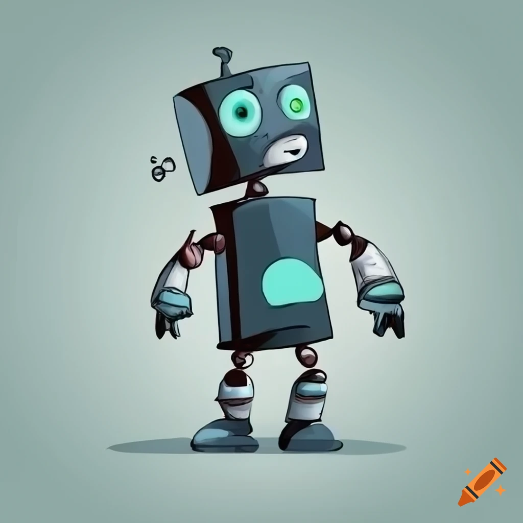 cartoon illustration of a confused robot