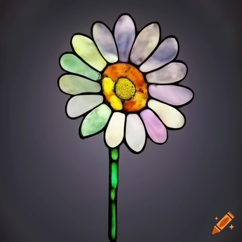 Stained glass daisy flower on Craiyon