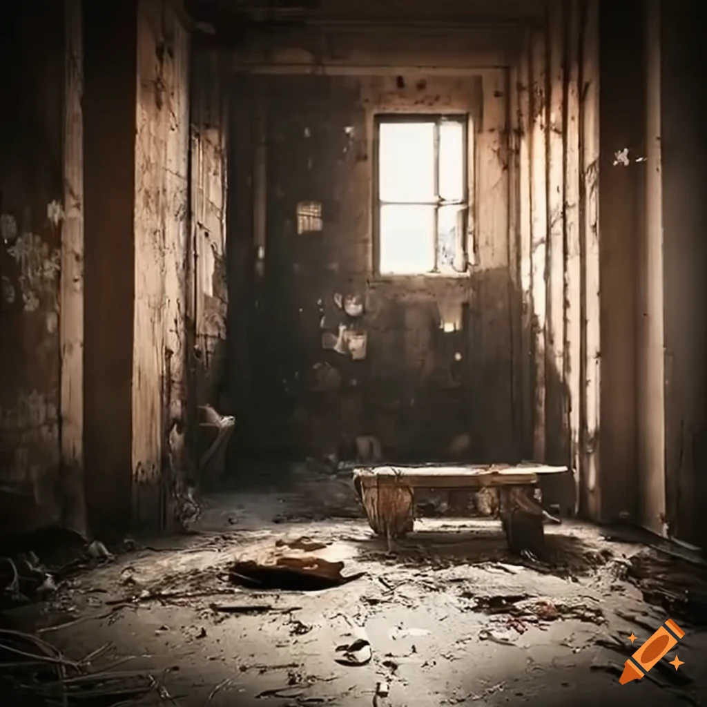 pudding with dripping water in an eerie warehouse