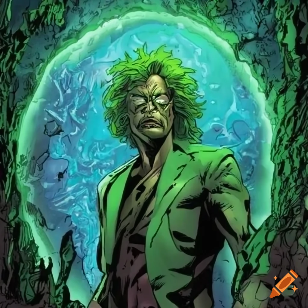 Rick in Marvel comic style with a green portal