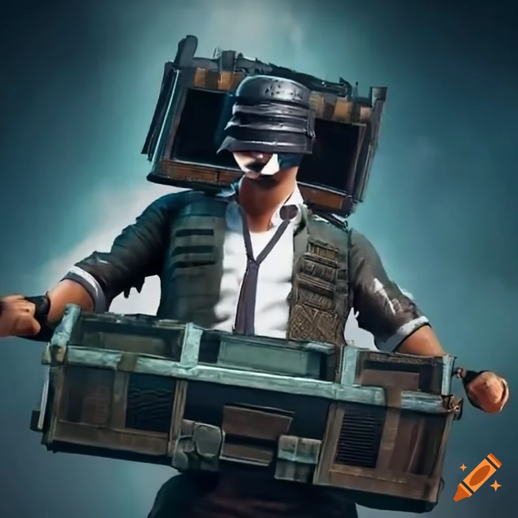 Excited man opening a pubg crate on Craiyon